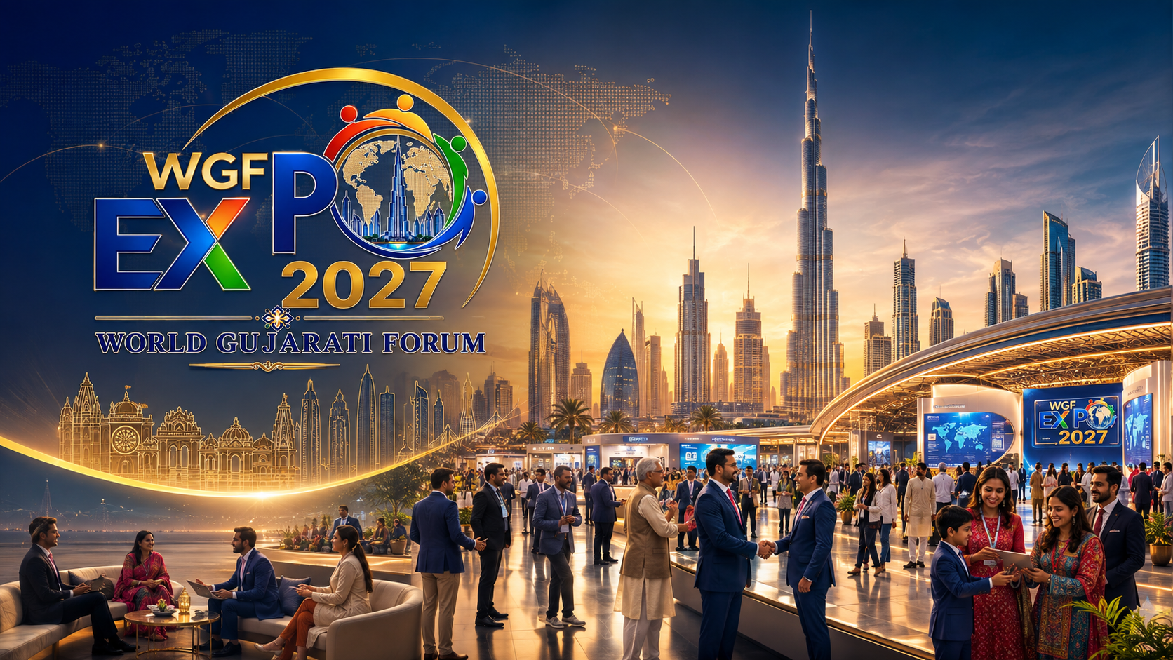 WGF Expo 2027 Hero — Global Gujarati community gathering in Dubai
